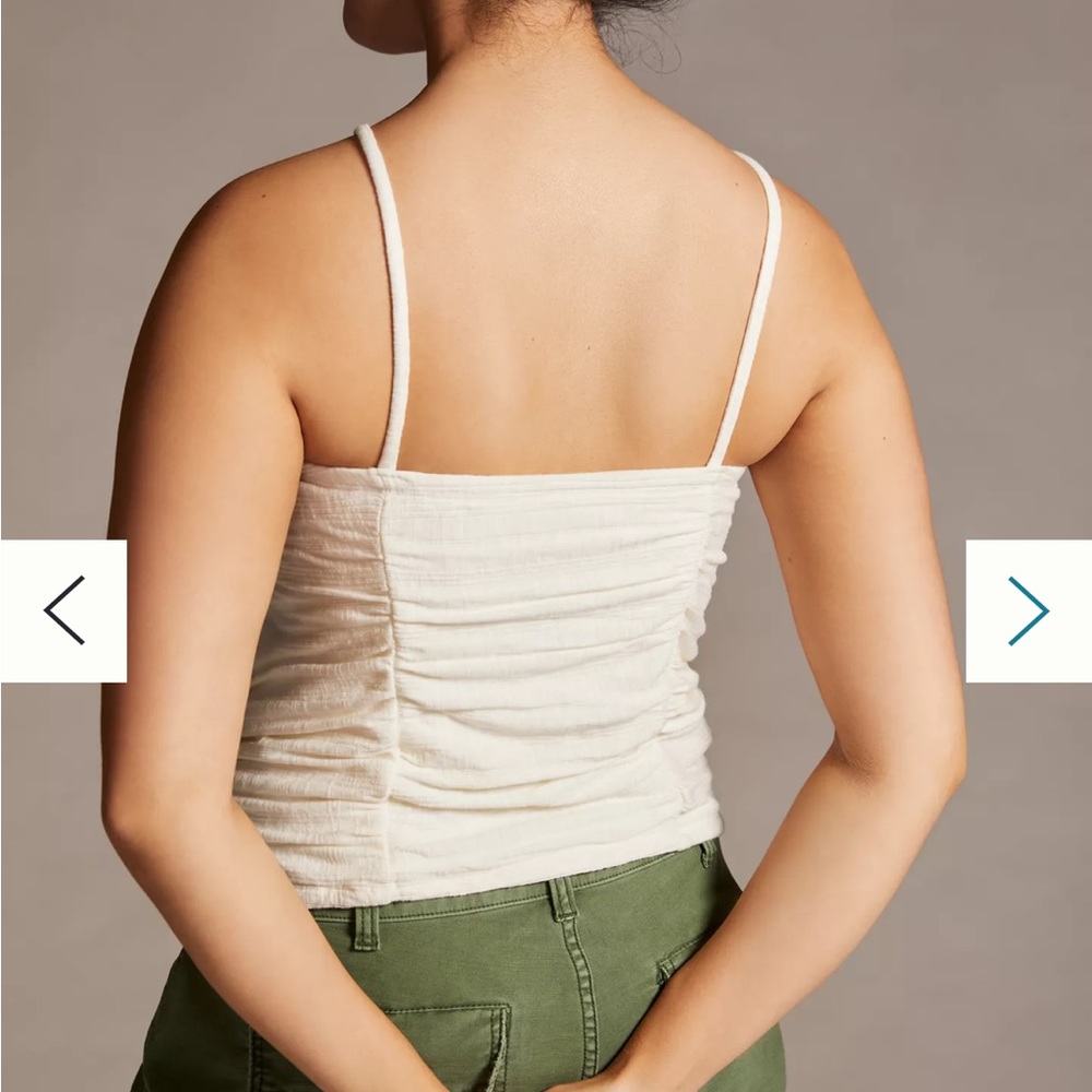 NWT Anthropologie Pilcro Ruched Ribbed Halter Top - Green - size XXS - Picture 4 of 14